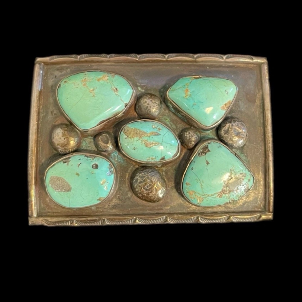 Turquoise and Silver Belt Buckle